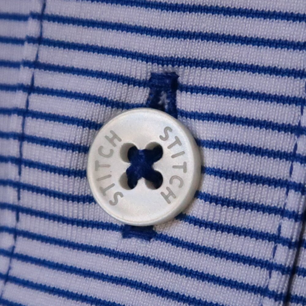 Stitch Blue Pin-Striped Stretch Performance Pocket Polo (L) OMG!  ⛳️ ⛳️  😎
